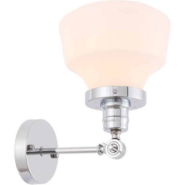Lyle One Light Chrome And Frosted White Glass Wall Sconce, Living District, Mfr#: LD6238C